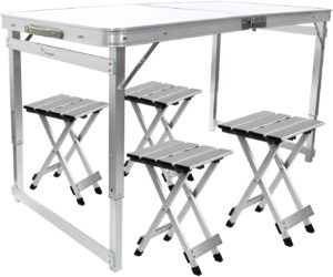 FrenzyBird Folding Picnic Table with 4 Stools